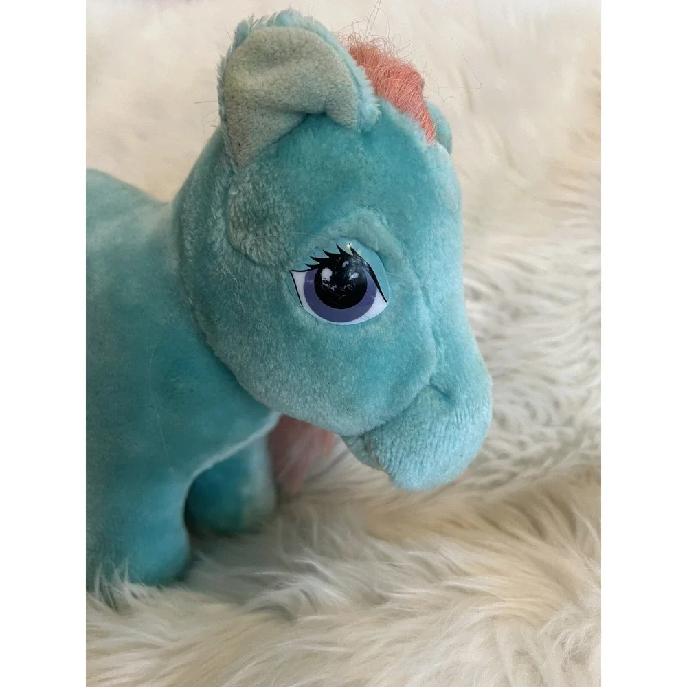 Vintage My Little Pony G1 Bow Tie Plush Hasbro Softies Turquoise Pink Horse 80s